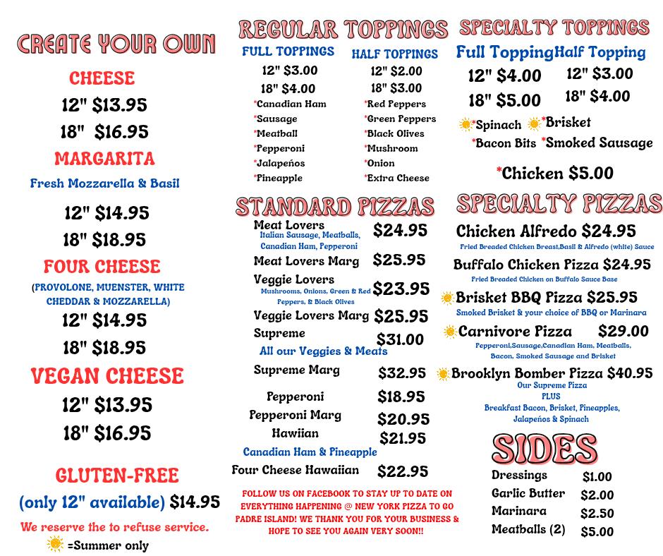 New York Pizza To-Go Padre Island Cheese 12"