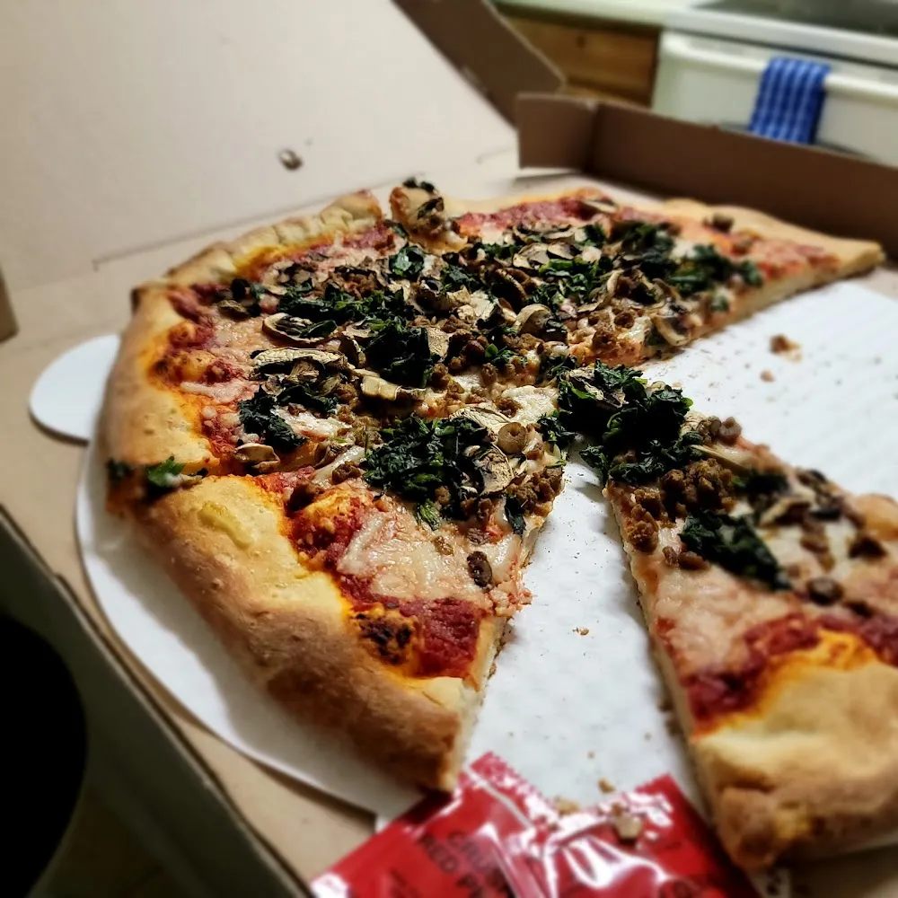 Vegan Mushroom Spinach Pizza